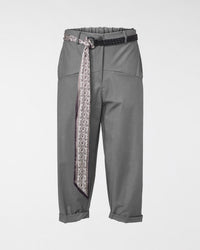 TROUSERS WITH PRINTED SCARF BELT