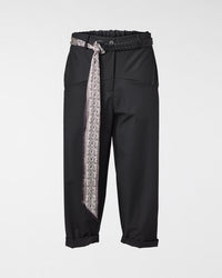 TROUSERS WITH PRINTED SCARF BELT