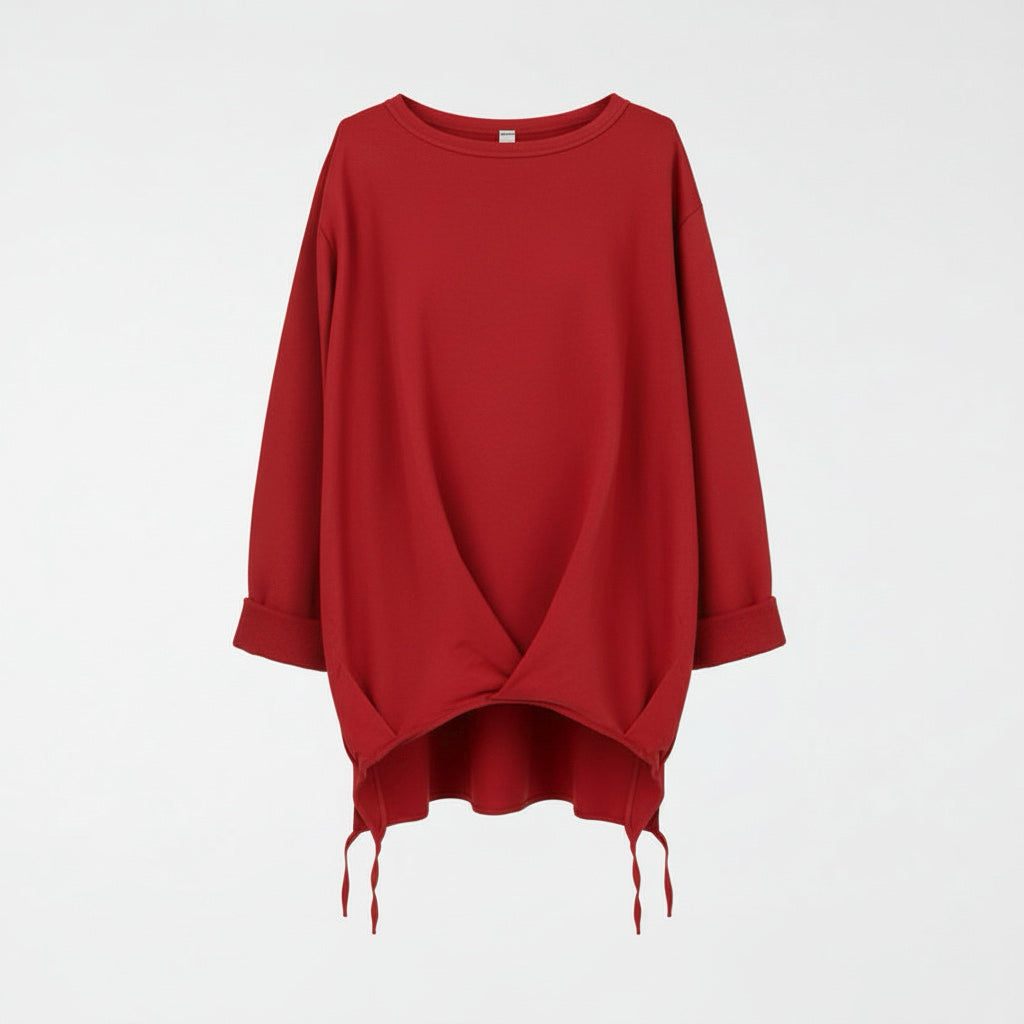 LIGHTWEIGHT SWEATSHIRT WITH PLEATED HEM