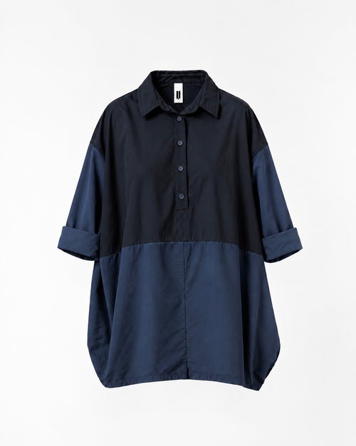 COTTON BLOUSE IN 2 FABRIC