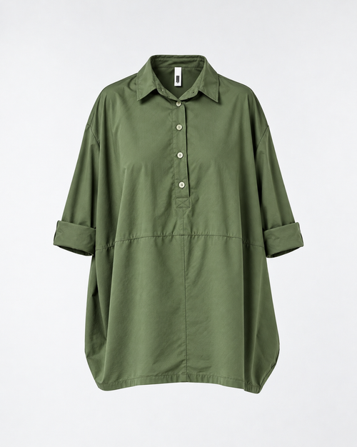 COTTON BLOUSE IN 2 FABRIC