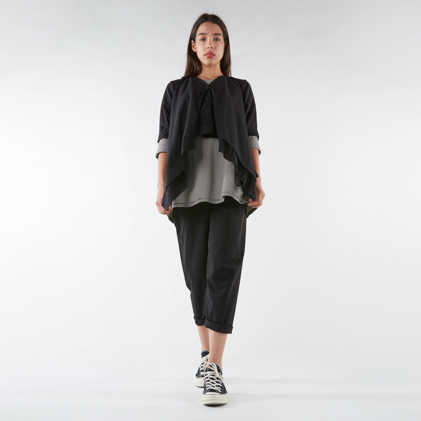 PANTALONI IN TESSUTO PUNTO MILANO CON PASSANTE PER CINTURA