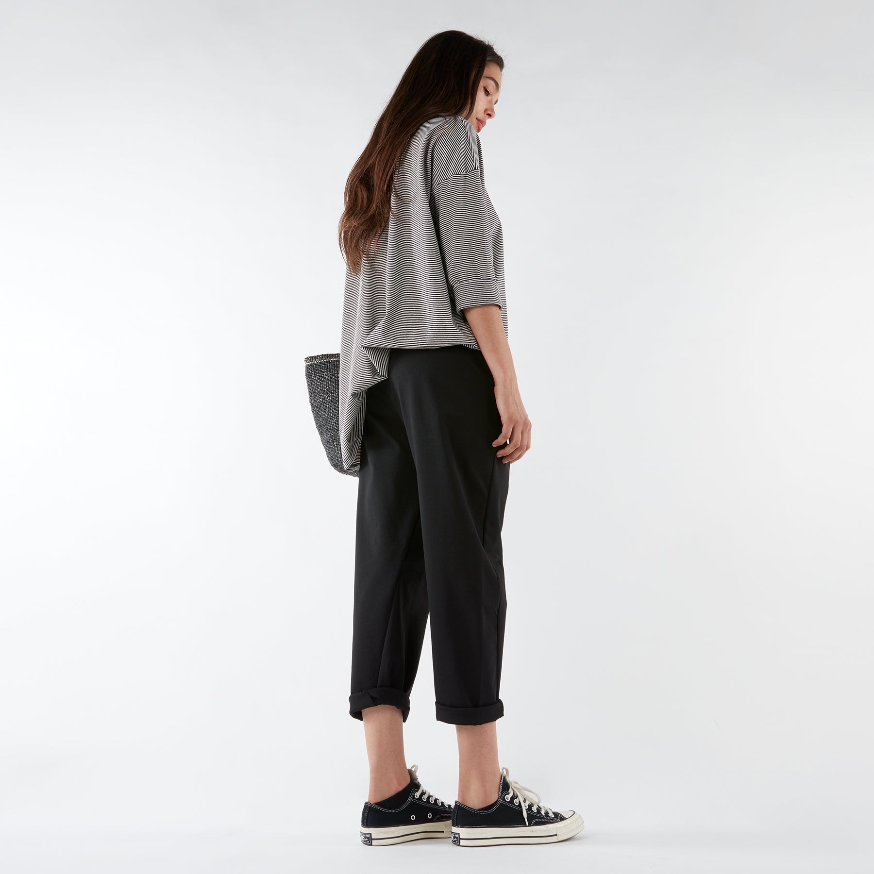 PANTALON EN TISSU PUNTO MILANO AVEC PASSERELLE DE CEINTURE