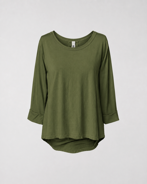 LÄSSIGES T-SHIRT AUS BAUMWOLLSTOFF