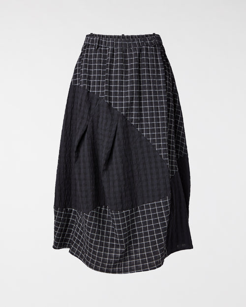PATCHWORK CHECKERED SKIRT