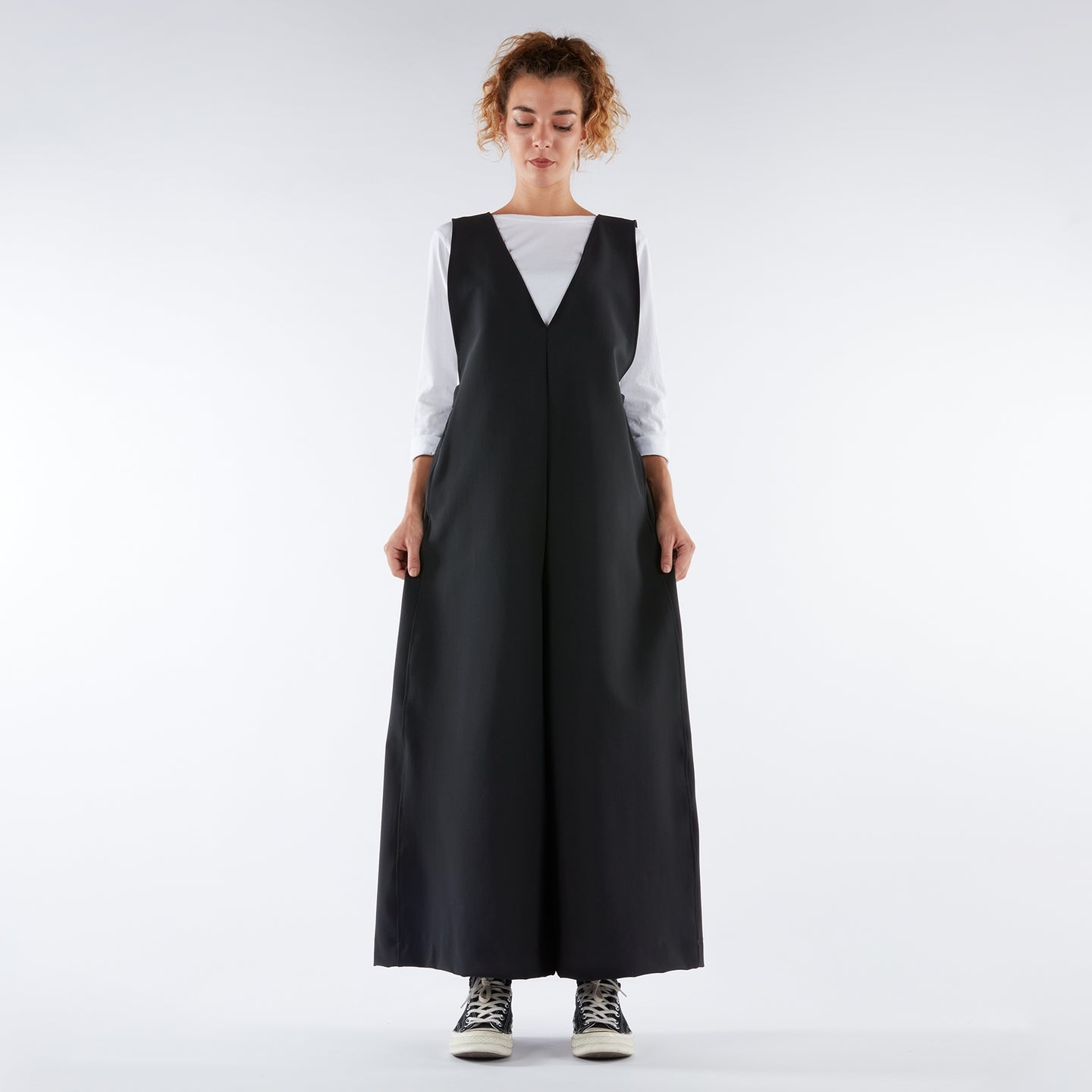 PALAZZO JUMPSUIT WITH V-NECK
