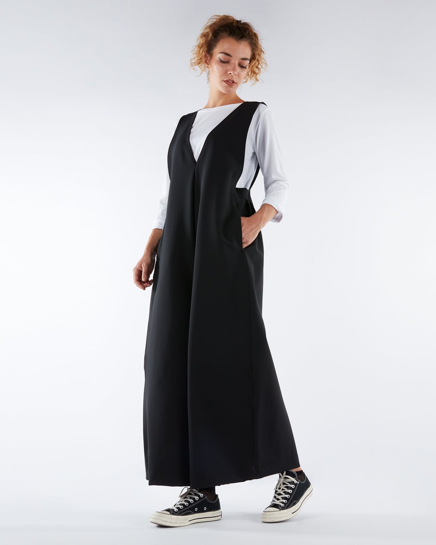 PALAZZO JUMPSUIT WITH V-NECK