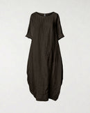 ABITO AMPIO IN LINO MARRONE