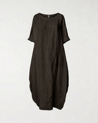 ABITO AMPIO IN LINO MARRONE