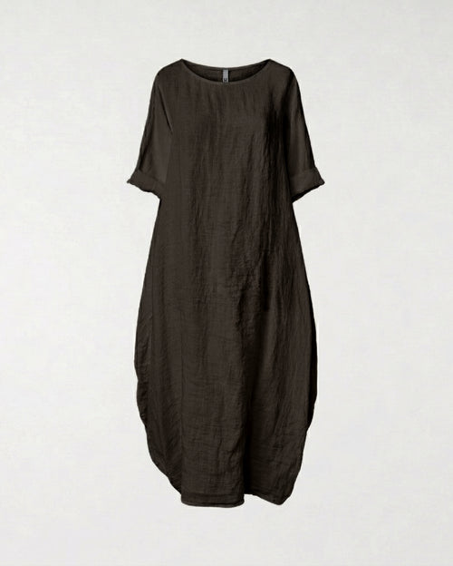 ABITO AMPIO IN LINO MARRONE