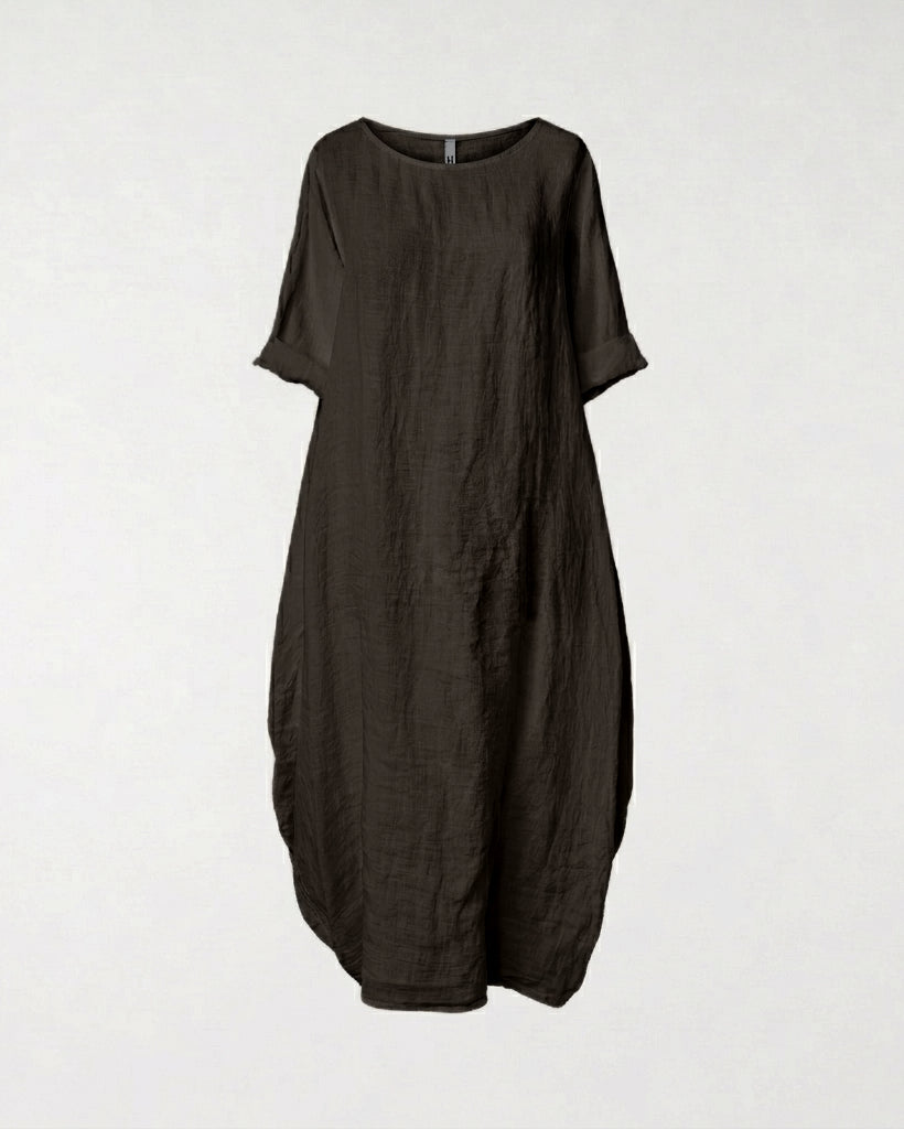 ABITO AMPIO IN LINO MARRONE