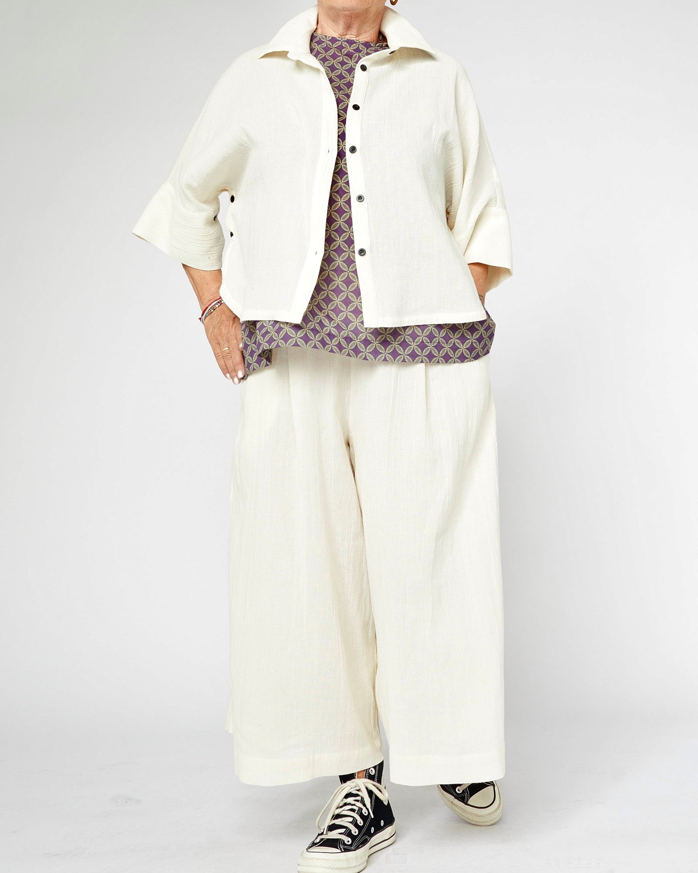 TROUSERS IN RAMIE' AND COTTON FABRIC