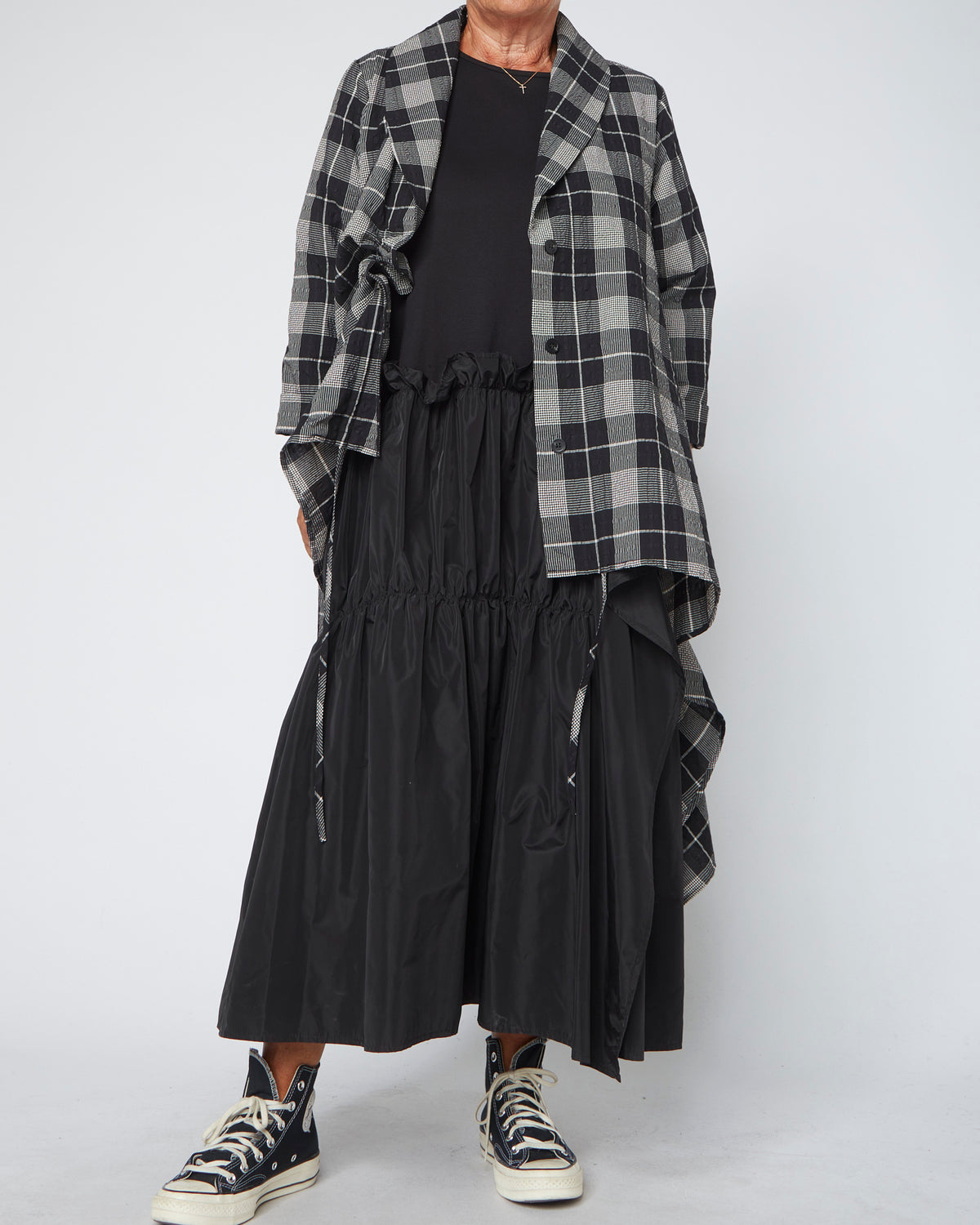 CAMISA LARGA TARTAN ARRUGADA