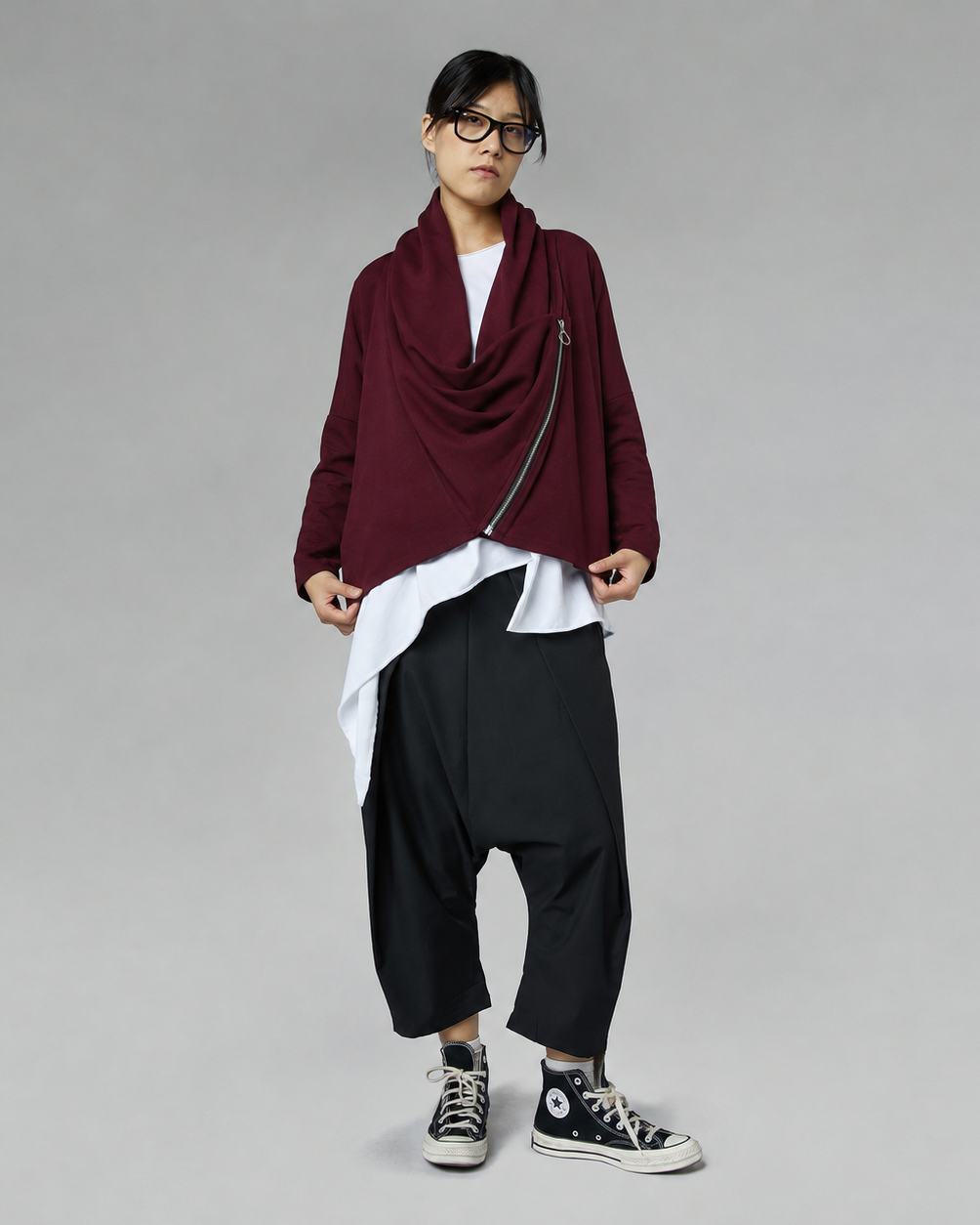 CARDIGAN IN FELPA CON ZIP LATERALE
