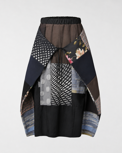 WALLET SKIRT IN PATCHWORK FABRIC