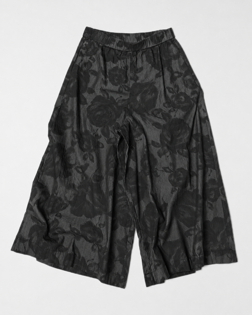 DENIM TROUSERS WITH ROSES PRINT