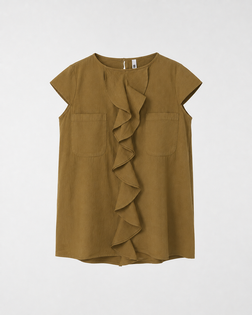 BLUSA DE ALGODÓN CON ROUCHE