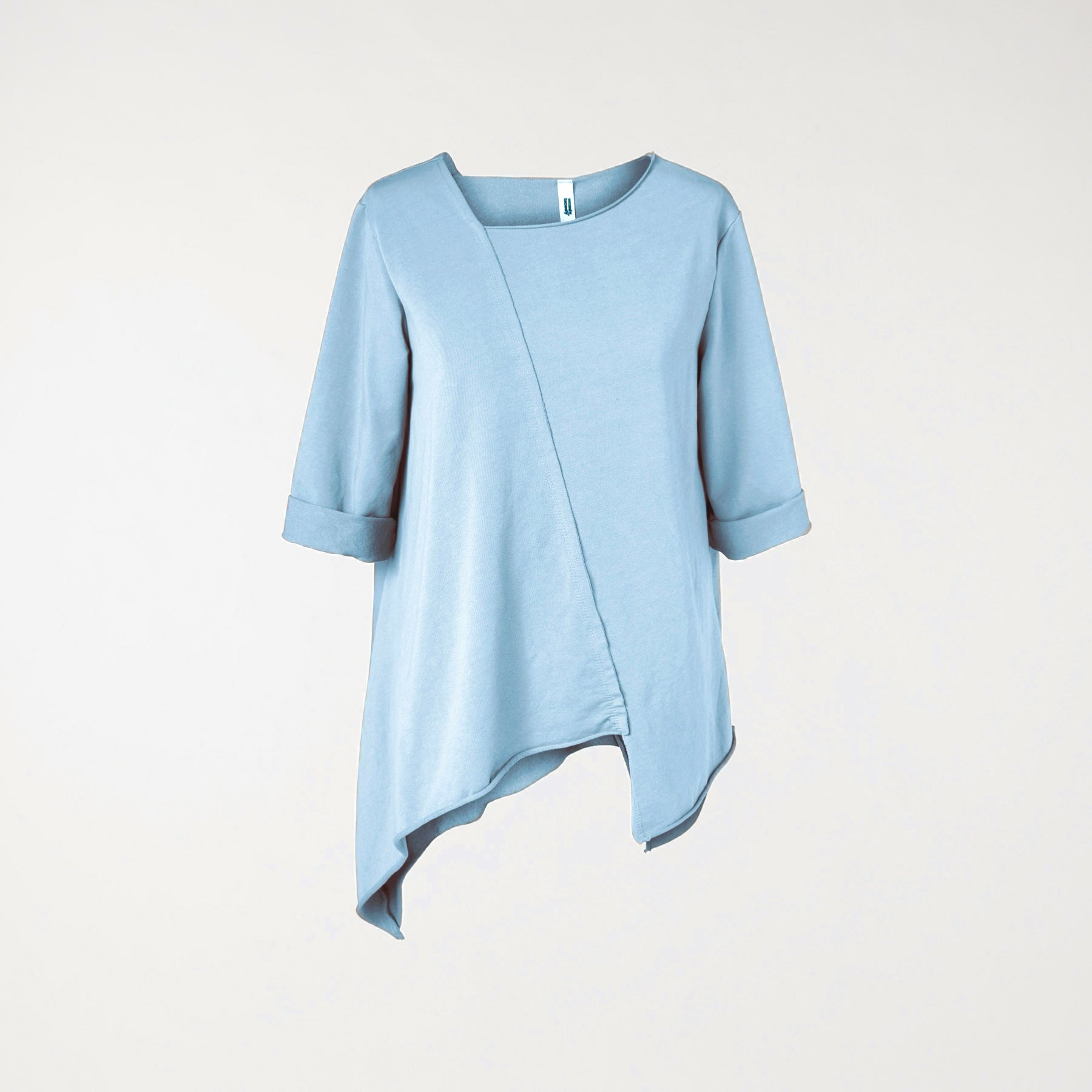 SWEATSHIRT WITH DIAGONAL CUT SKY BLUE