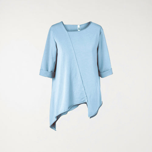 SWEATSHIRT WITH DIAGONAL CUT SKY BLUE