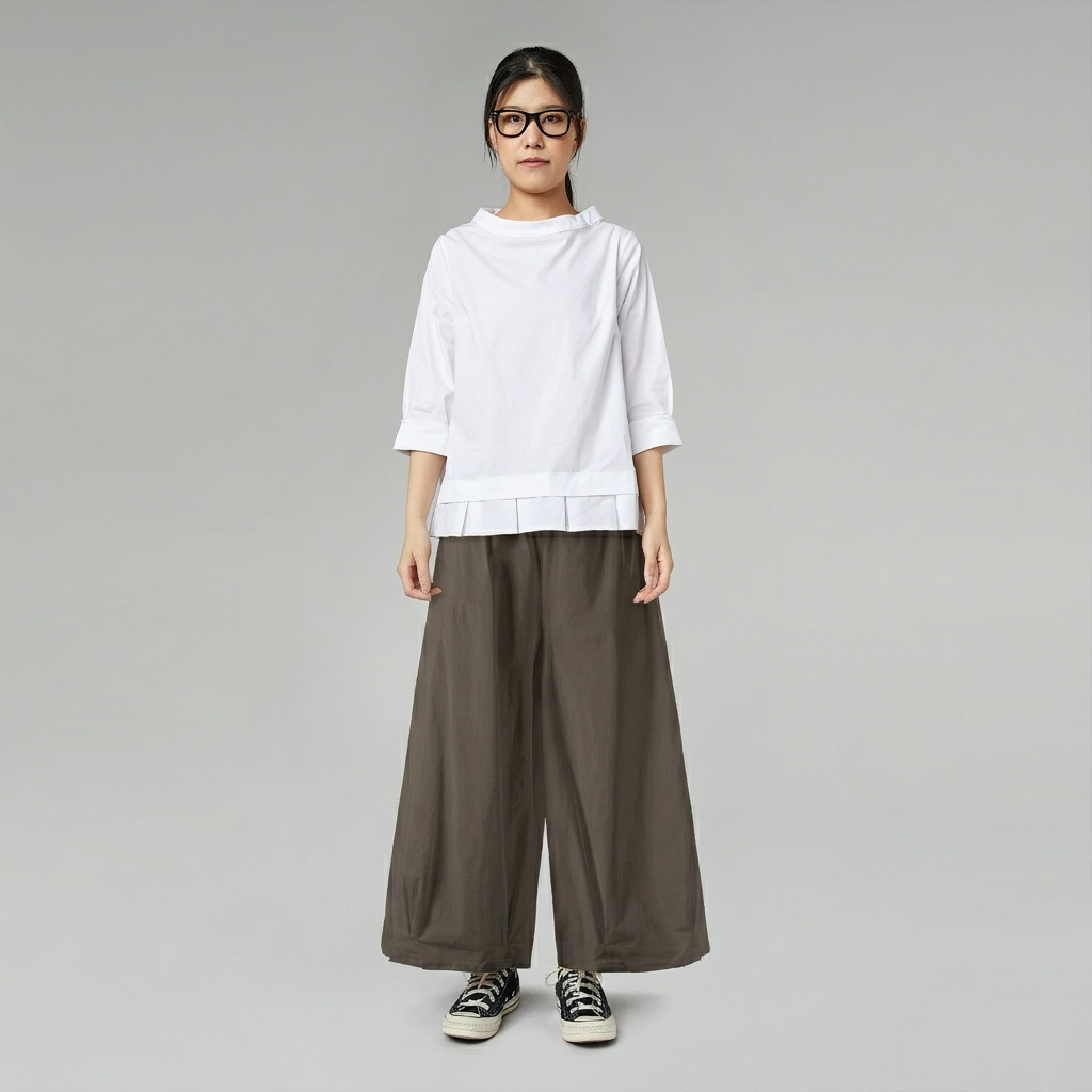 COTTON WIDE LEG TROUSERS
