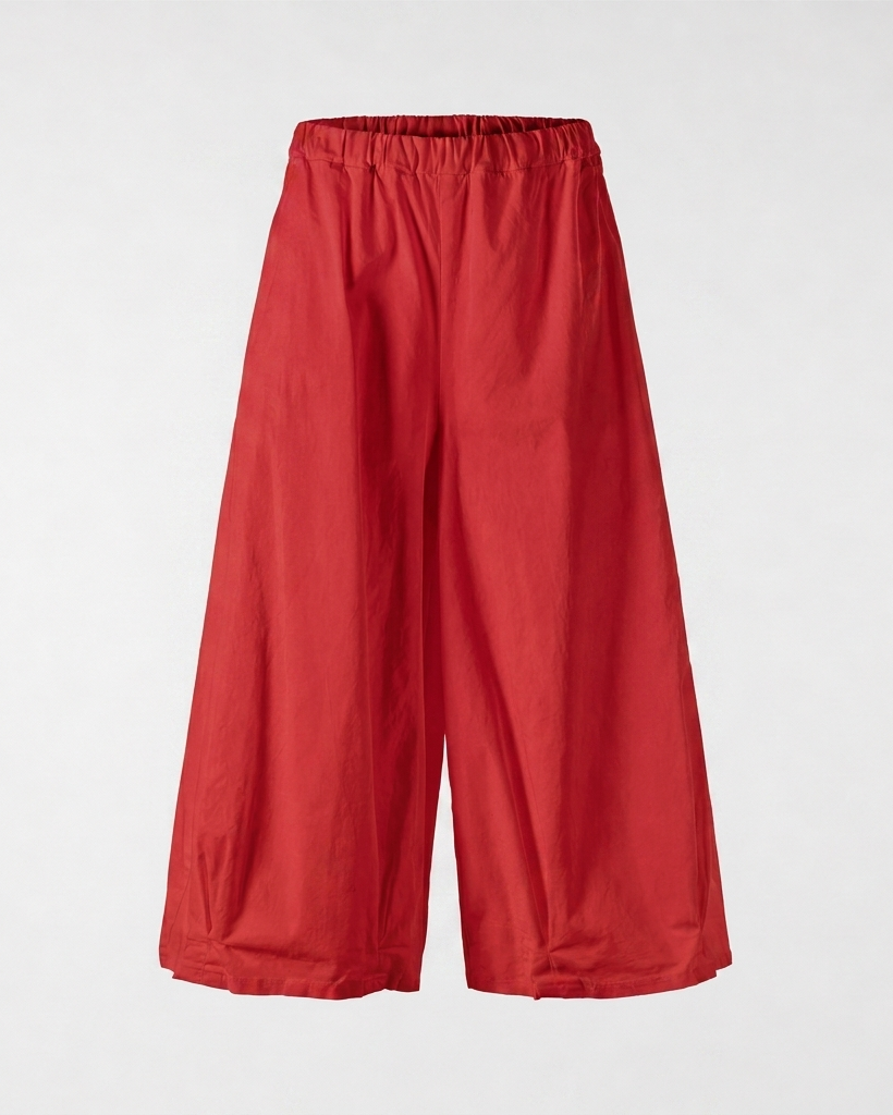 PANTALON EN COTON À JAMBES LARGES