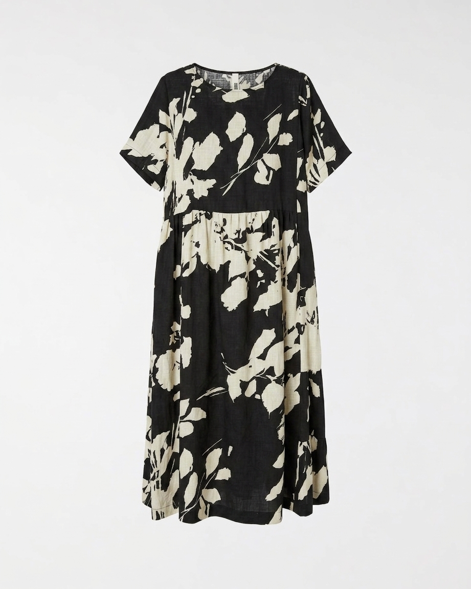 VISCOSE BLEND FABRIC DRESS WITH FLORAL PRINT