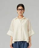 CROP FIT SEMI-SHEER SHIRT OFF WHITE