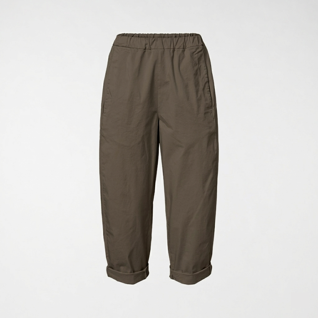 PANTALONI REGULAR FIT IN TESSUTO DI COTONE FANGO