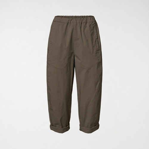 PANTALONI REGULAR FIT IN TESSUTO DI COTONE FANGO