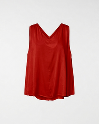 HAUT EN SATIN MÉLANGÉ RAYONNE AVEC COL V ROUGE