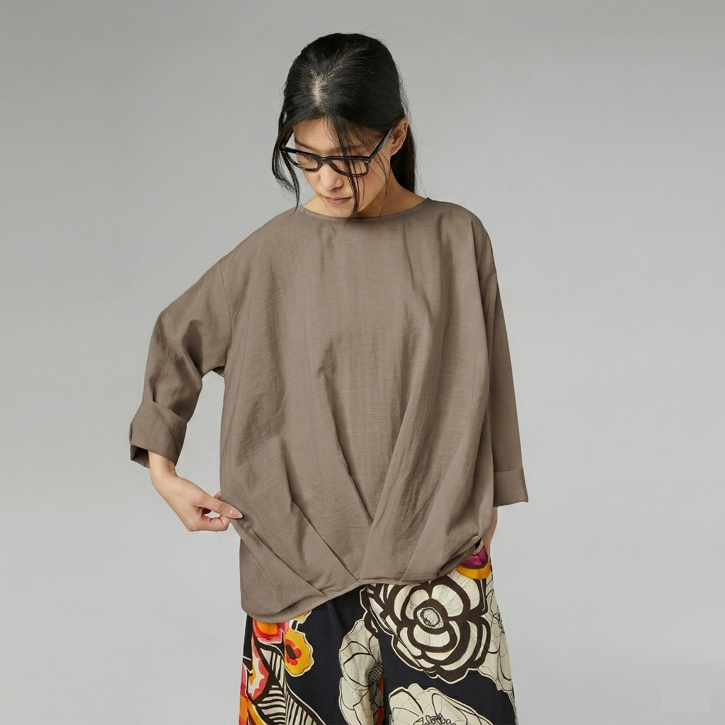 SEMI-SHEER PLEATED BLOUSE