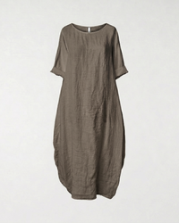 OVER FIT LINEN DRESS MUD