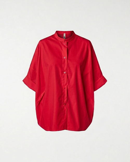 CAMICIA CON COLLETTO ALLA COREANA ROSSO