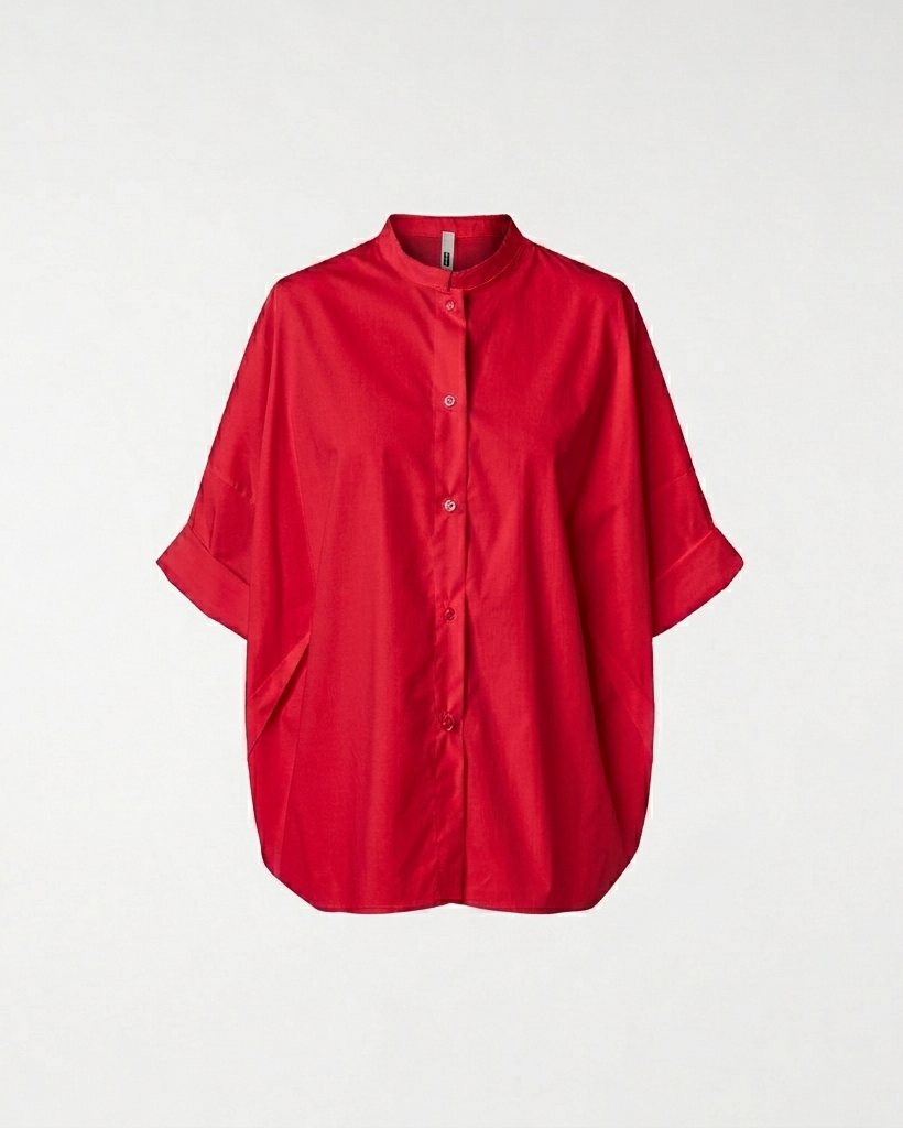 CAMICIA CON COLLETTO ALLA COREANA ROSSO