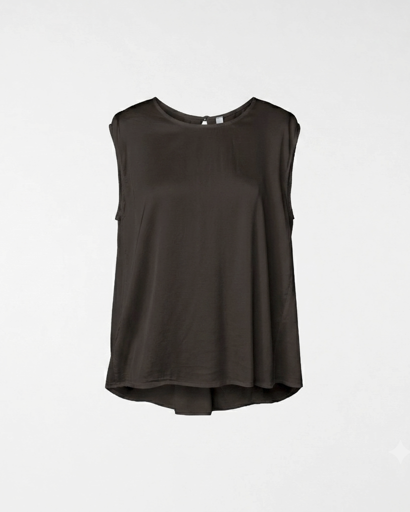 TOP IN RASO MISTO RAYON MARRONE