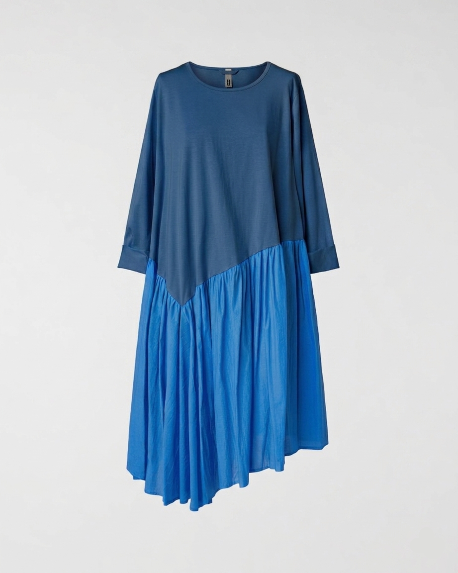 DOUBLE FABRIC ASYMMETRIC DRESS