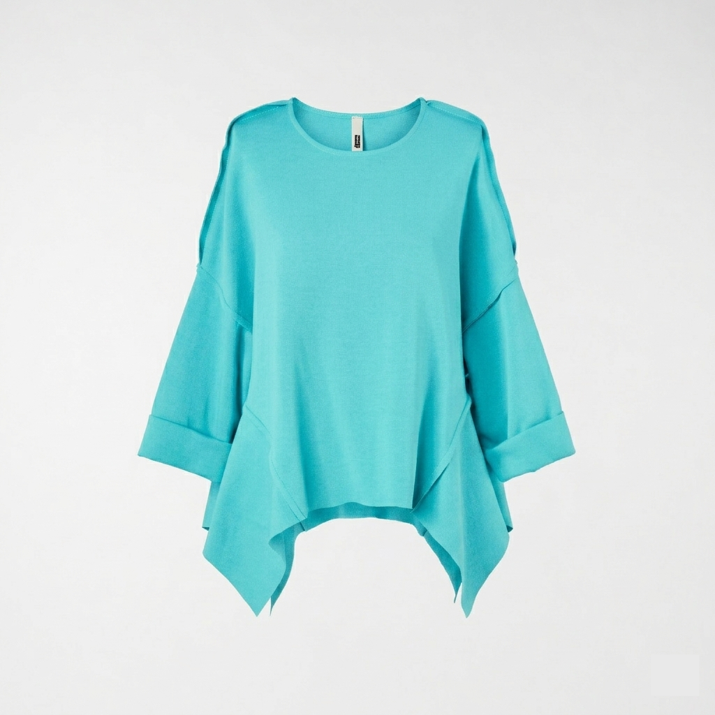 SWEATSHIRT WITH SIDE POINTED INSERTS IN COTTON BLEND