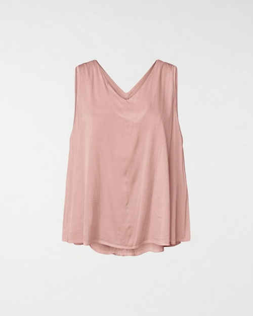 HAUT EN SATIN MÉLANGÉ RAYONNE AVEC COL V ROSE