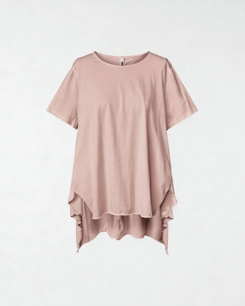T-SHIRT DOS LONG EN COTON ROSE