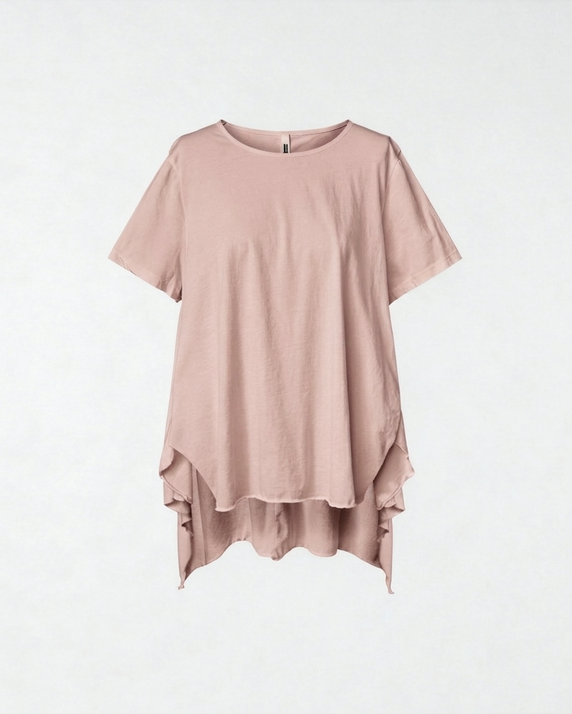 LANGES BAUMWOLL-T-SHIRT IN ROSA