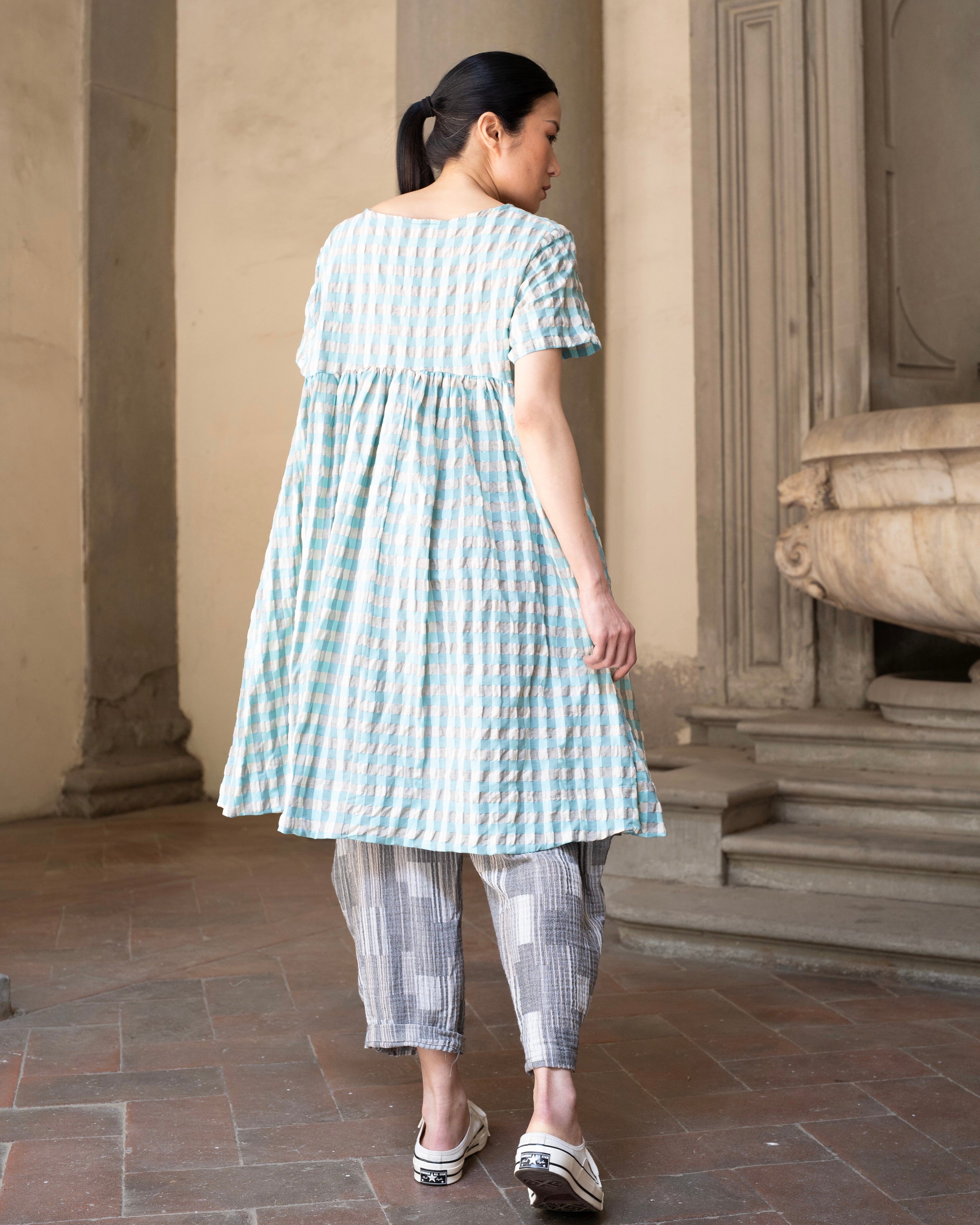 SEERSUCKER GINGHAM DRESS