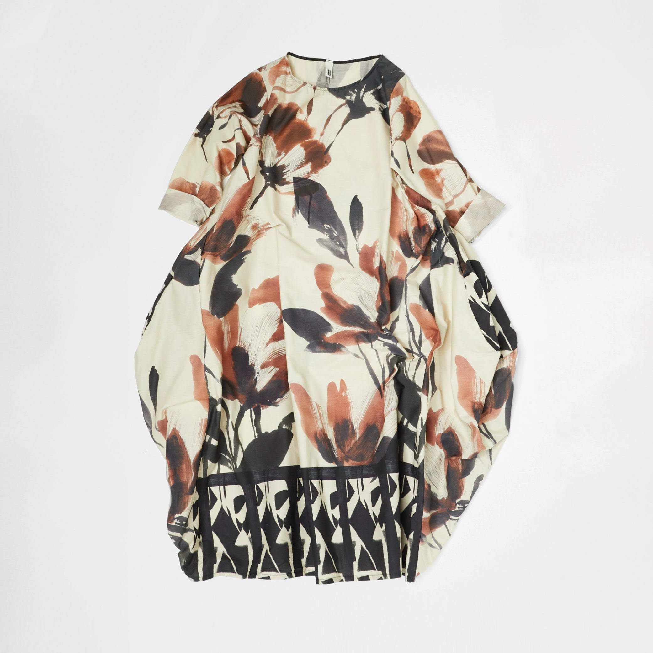 ABITO STAMPA FLOREALE TABACCO