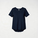 T-SHIRT BASICA A MANICHE CORTE BLU