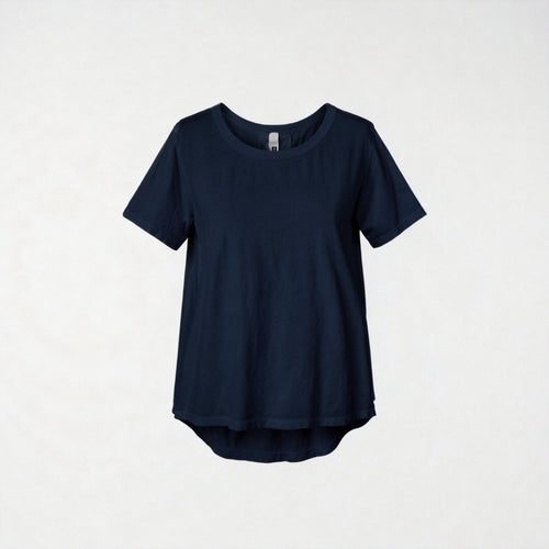 T-SHIRT BASICA A MANICHE CORTE BLU