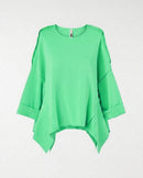 SWEATSHIRT MIT SEITLICHEN SPITZEN EINSÄTZEN AUS BAUMWOLLMISCHUNG