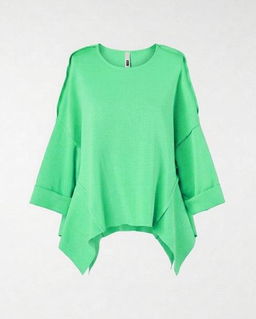 SWEATSHIRT MIT SEITLICHEN SPITZEN EINSÄTZEN AUS BAUMWOLLMISCHUNG