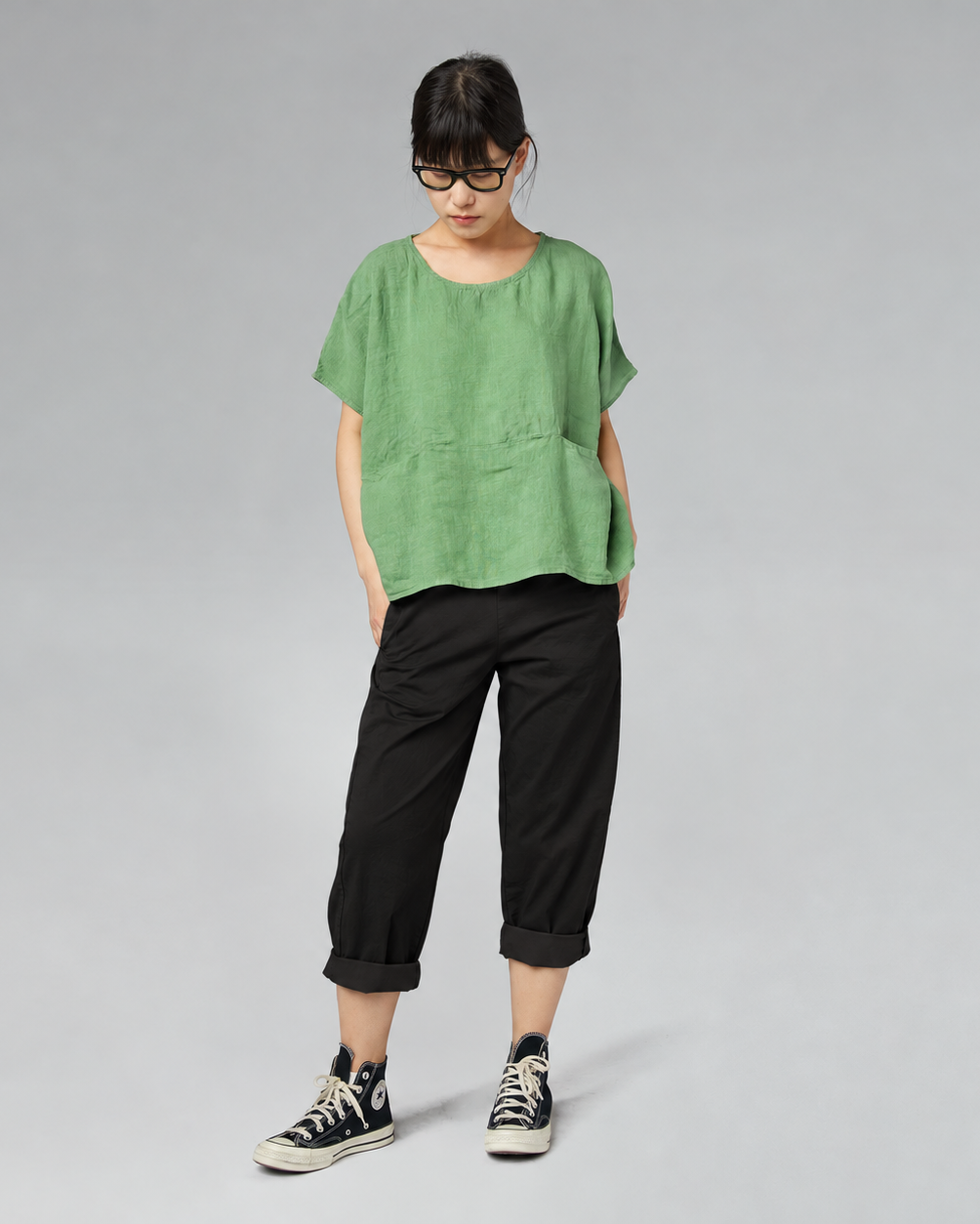 REGULAR FIT TROUSERS IN COTTON FABRIC