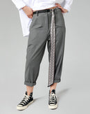 TROUSERS WITH PRINTED SCARF BELT