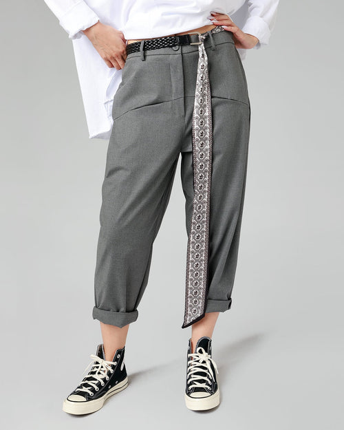 TROUSERS WITH PRINTED SCARF BELT