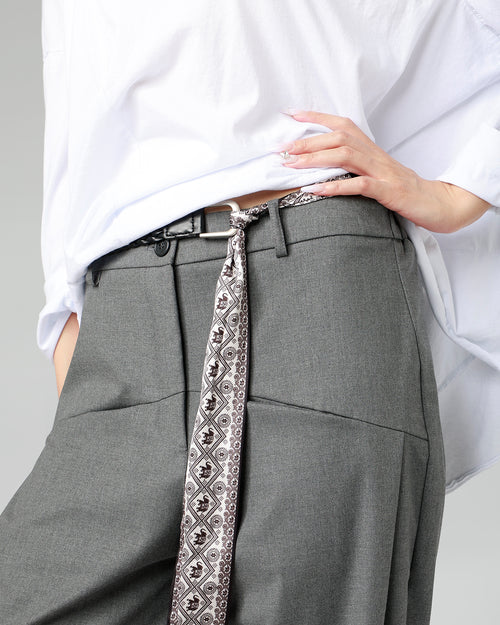 TROUSERS WITH PRINTED SCARF BELT